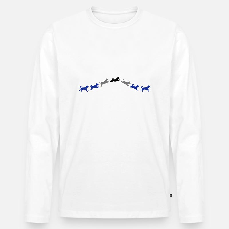 Hund springt - Männer Premium Bio Langarmshirt - Weiß