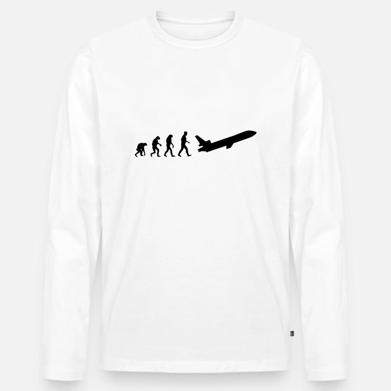flugzeug evolution - Männer Premium Bio Langarmshirt - Weiß