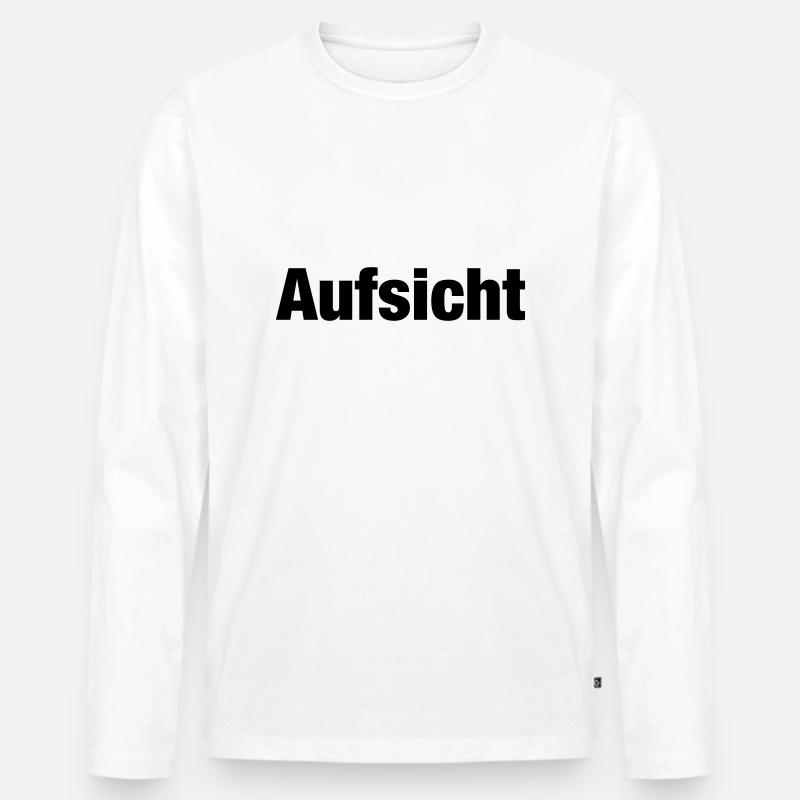 Aufsicht - Männer Premium Bio Langarmshirt - Weiß