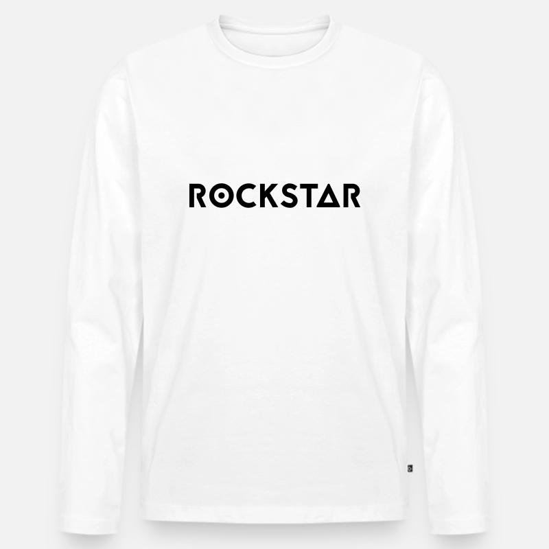 Rock Star Text - Männer Premium Bio Langarmshirt - Weiß