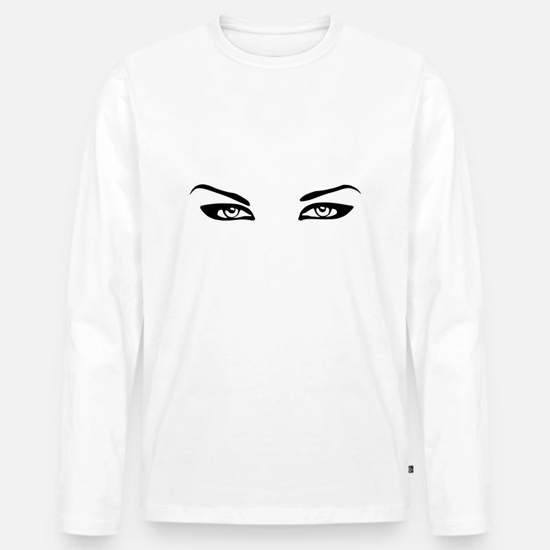 Eyes - Männer Premium Bio Langarmshirt - Weiß