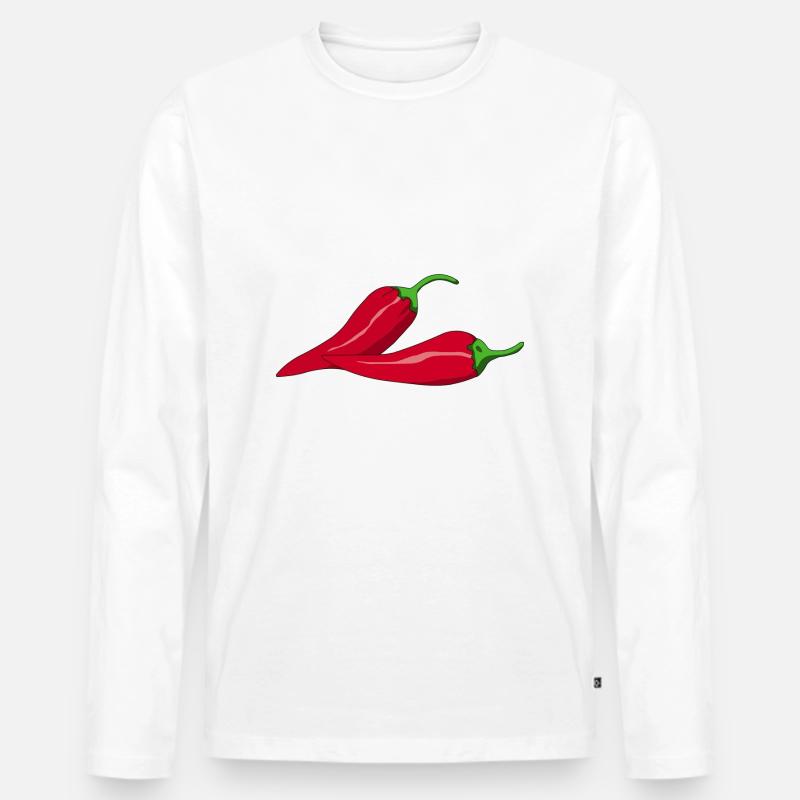 Chillischoten Chilli - Männer Premium Bio Langarmshirt - Weiß