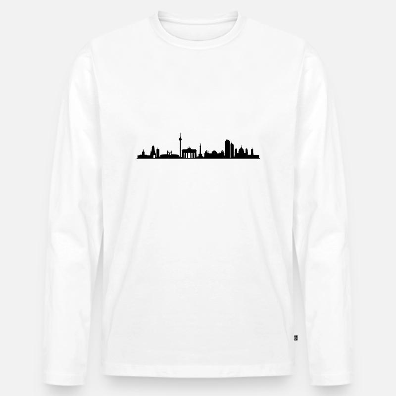 Skyline Berlin - Männer Premium Bio Langarmshirt - Weiß