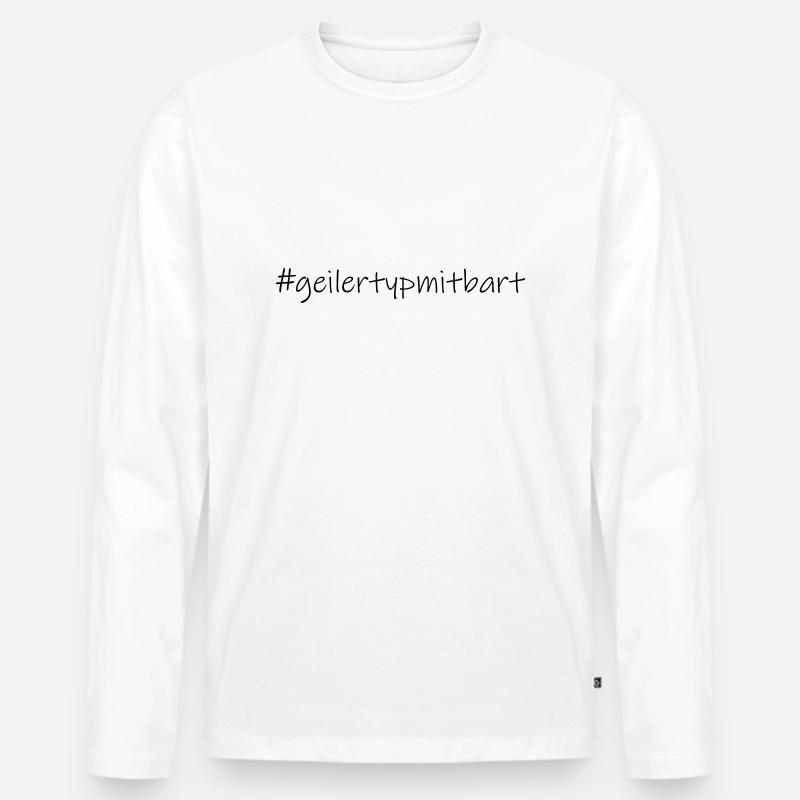 #geilertypmitbart (D00108) - Männer Premium Bio Langarmshirt - Weiß