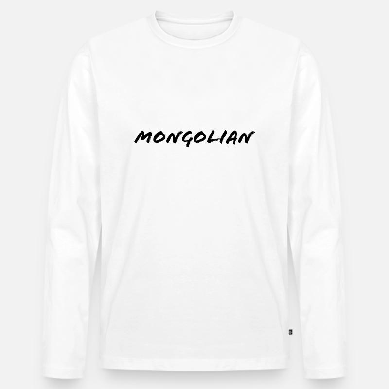 mongolisch - Männer Premium Bio Langarmshirt - Weiß