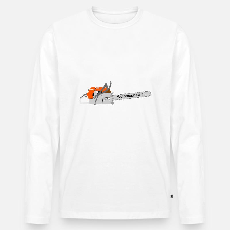Kettensäge, Waldmopped - Männer Premium Bio Langarmshirt - Weiß