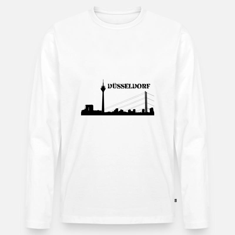 Düsseldorf - Skyline - Männer Premium Bio Langarmshirt - Weiß