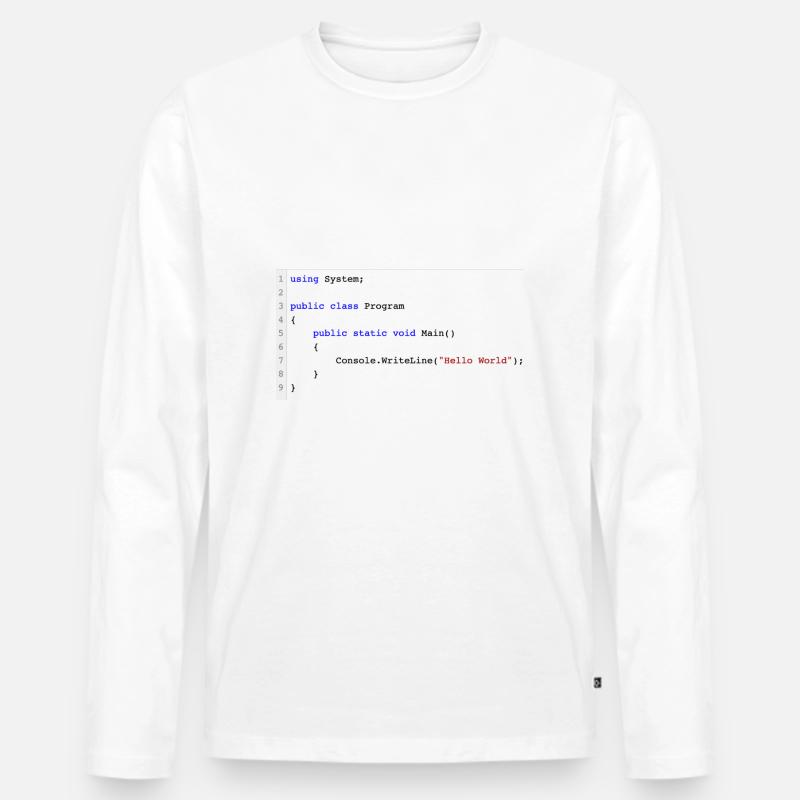 C# .NET Code Hello World Programmierer Geschenk - Männer Premium Bio Langarmshirt - Weiß