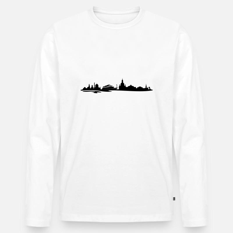 Skyline Dresden - Männer Premium Bio Langarmshirt - Weiß