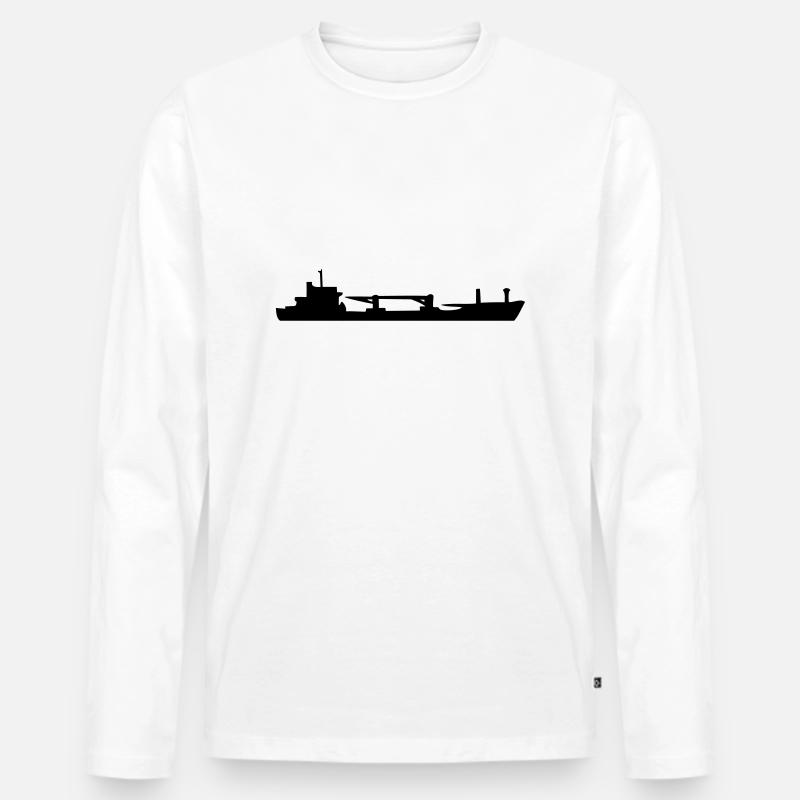 Frachtschiff, Cargo Ship - Männer Premium Bio Langarmshirt - Weiß