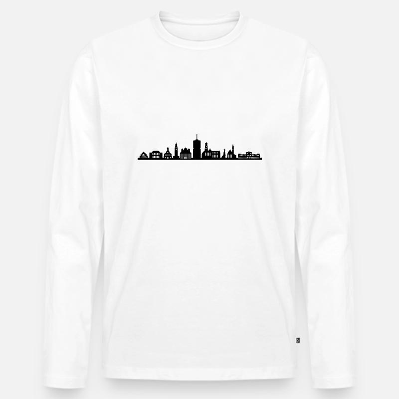 Skyline - Augsburg - Männer Premium Bio Langarmshirt - Weiß