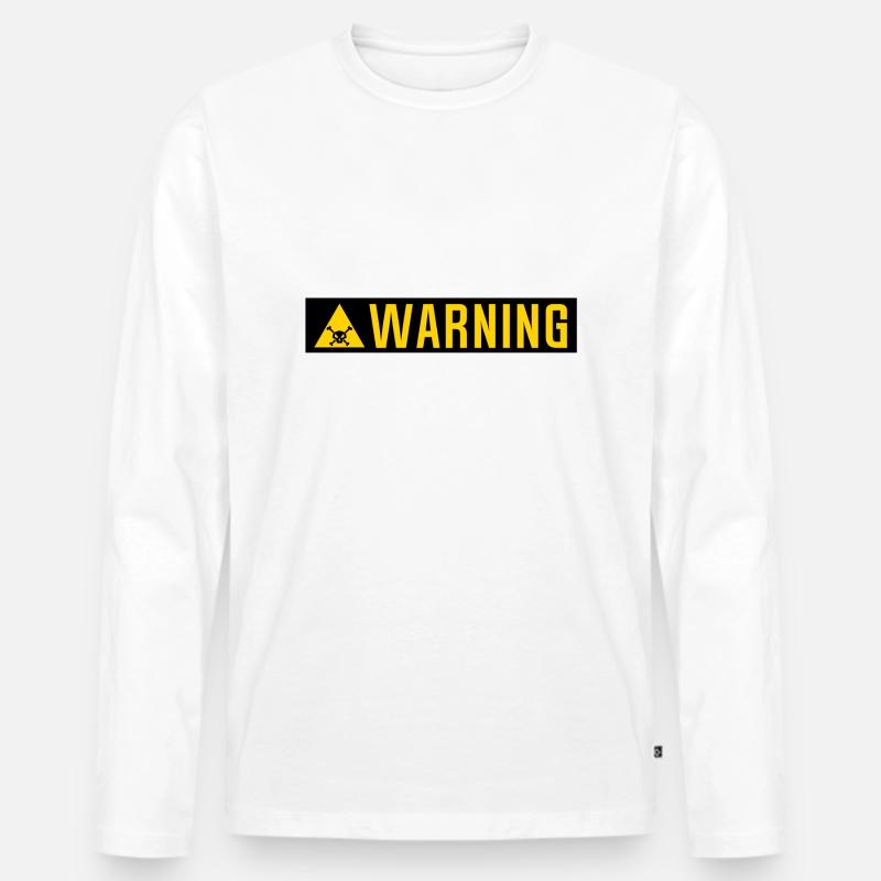 Warning-Panel Tod Kopf Dreiecksplatte - Männer Premium Bio Langarmshirt - Weiß