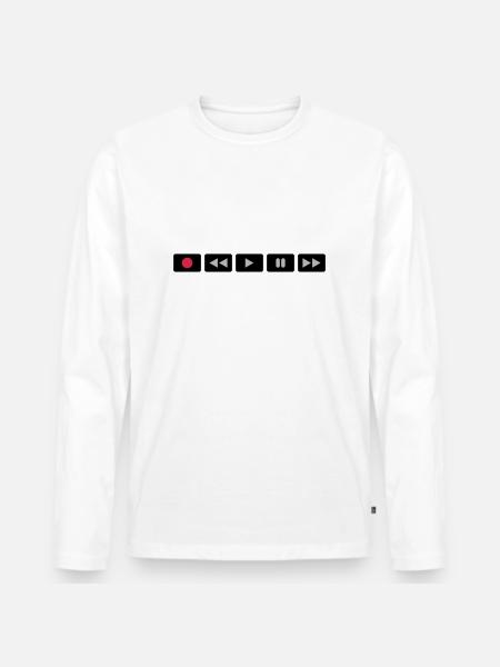 Oldschool Videocontrol - Männer Premium Bio Langarmshirt - Weiß