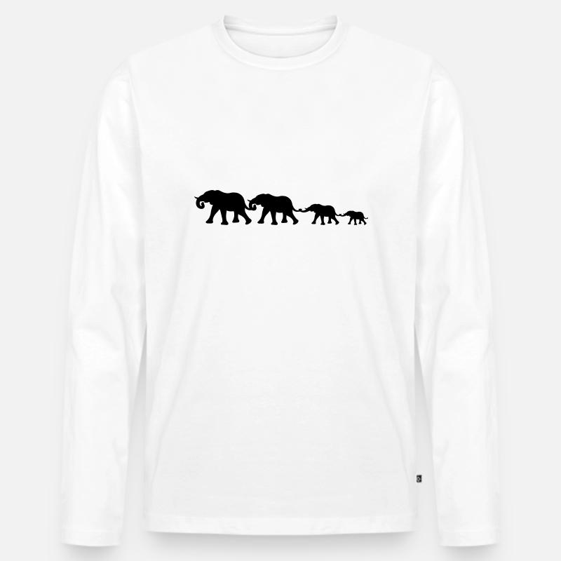 medium_elephant_family - Männer Premium Bio Langarmshirt - Weiß