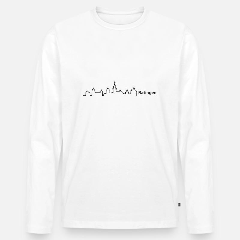 ratingen skyline - Männer Premium Bio Langarmshirt - Weiß