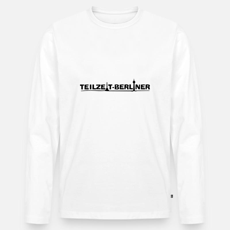 Teilzeit-Berliner - Männer Premium Bio Langarmshirt - Weiß