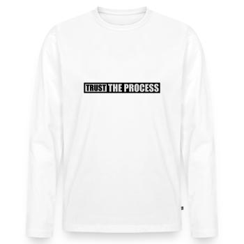 trust the process Zitat - Männer Premium Bio Langarmshirt - Weiß - Vorne - Nico (187cm)
