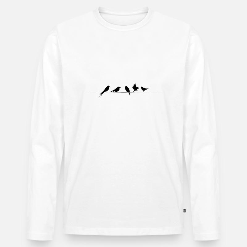 Vögel auf einem Draht - Männer Premium Bio Langarmshirt - Weiß