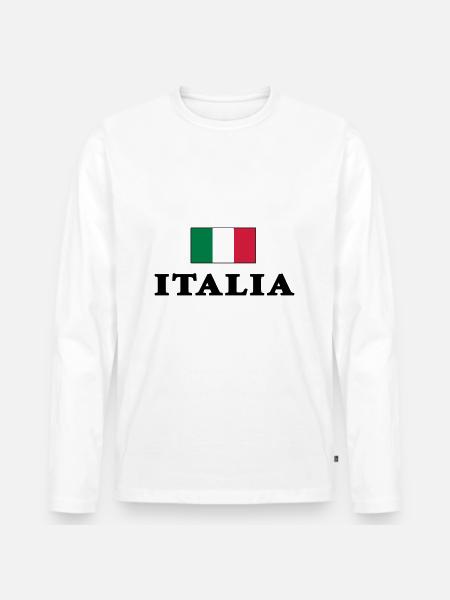 Italy flag with Italia lettering - Men's Premium Organic Long Sleeve Shirt - white