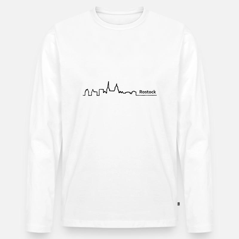 rostock skyline - Männer Premium Bio Langarmshirt - Weiß