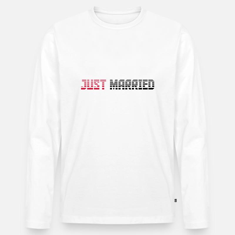 Just Married Text Logo Design - Männer Premium Bio Langarmshirt - Weiß