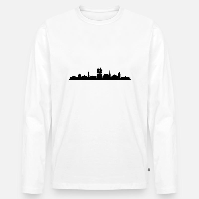 Skyline Weimar - Männer Premium Bio Langarmshirt - Weiß
