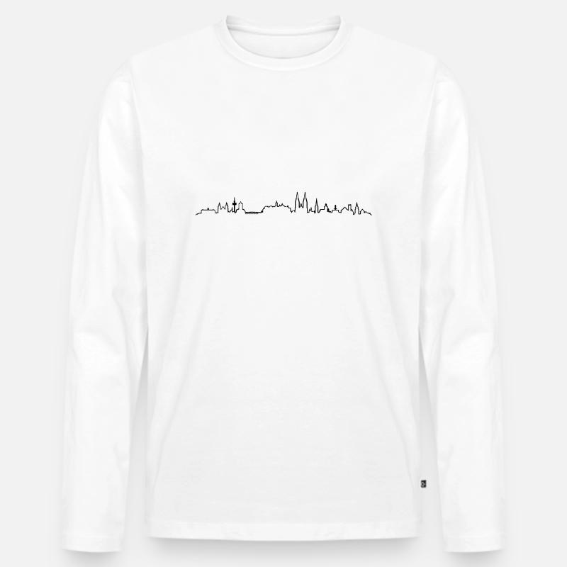 Skyline - Regensburg - Männer Premium Bio Langarmshirt - Weiß