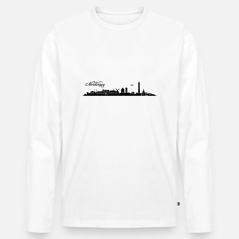 Norderneyer Skyline - Männer Premium Bio Langarmshirt - Weiß