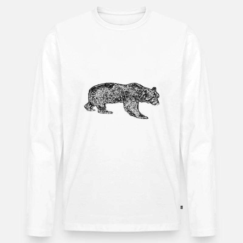 Bär - Männer Premium Bio Langarmshirt - Weiß