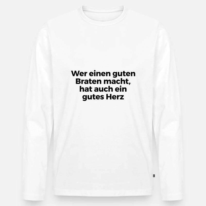 Braten - Männer Premium Bio Langarmshirt - Weiß