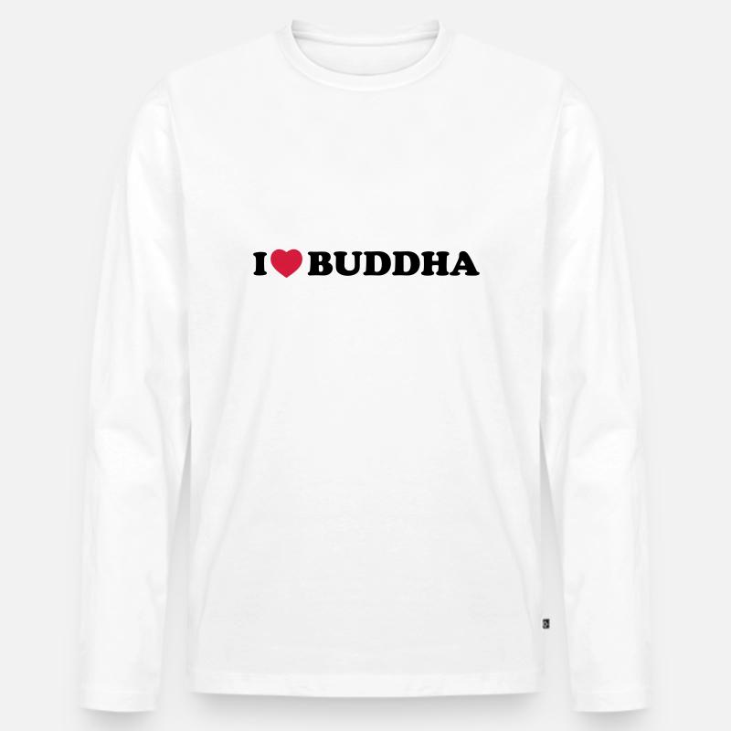 I love Buddha - Männer Premium Bio Langarmshirt - Weiß