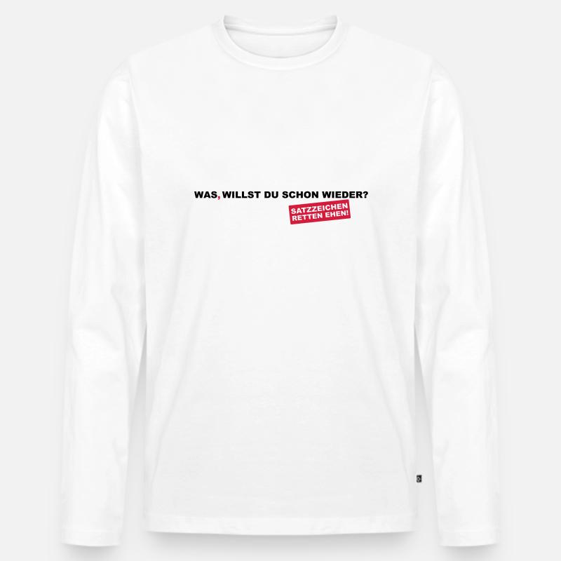 Satzzeichen retten Ehen! - Männer Premium Bio Langarmshirt - Weiß