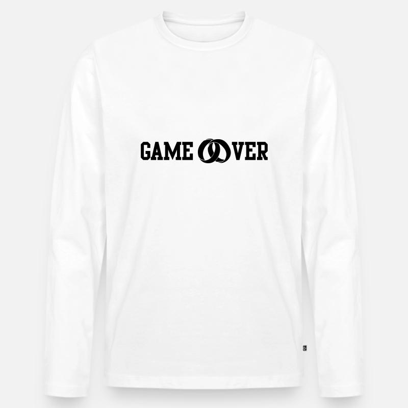 game over wedding rings - Männer Premium Bio Langarmshirt - Weiß