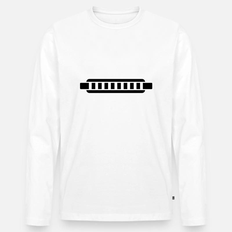 Mundharmonika - Männer Premium Bio Langarmshirt - Weiß