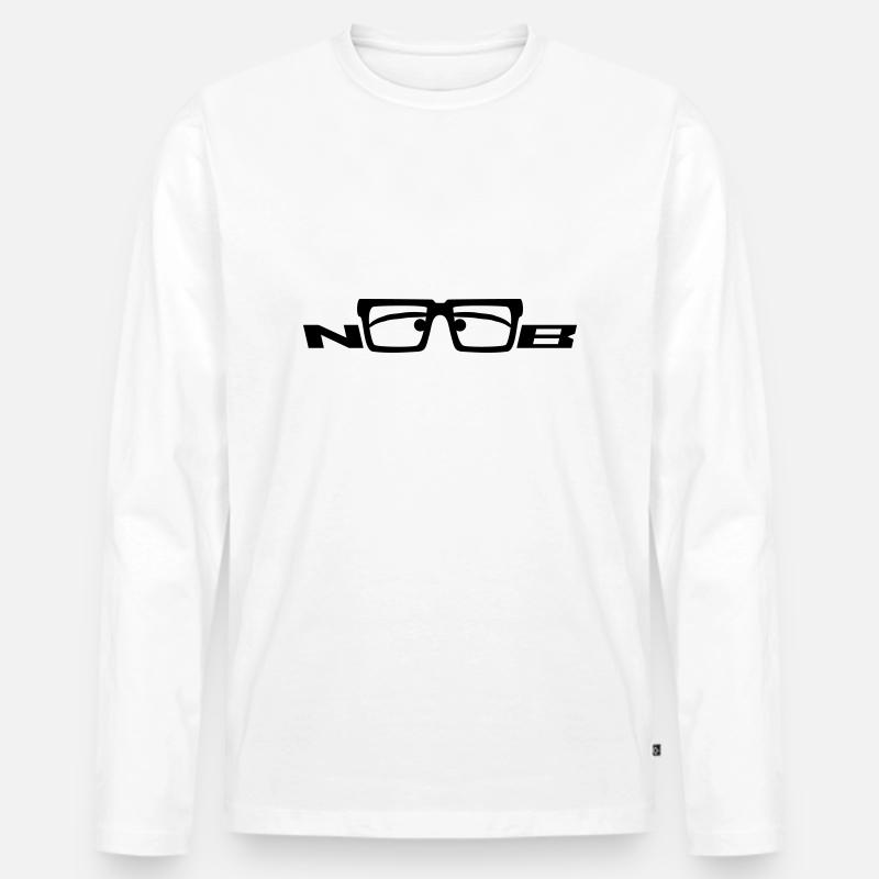Noob Glasses Face Comic Nerd - Männer Premium Bio Langarmshirt - Weiß