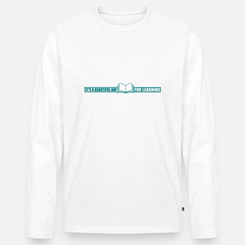 beautiful day for learning - Männer Premium Bio Langarmshirt - Weiß