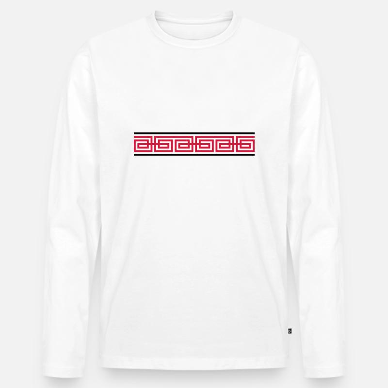 Rotes Ornament Design - Männer Premium Bio Langarmshirt - Weiß