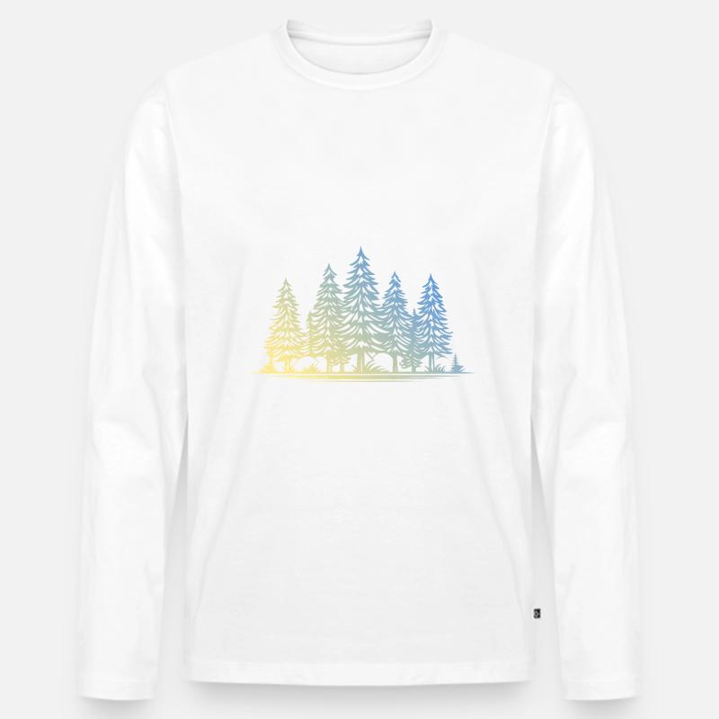 Wald Bäume - Männer Premium Bio Langarmshirt - Weiß
