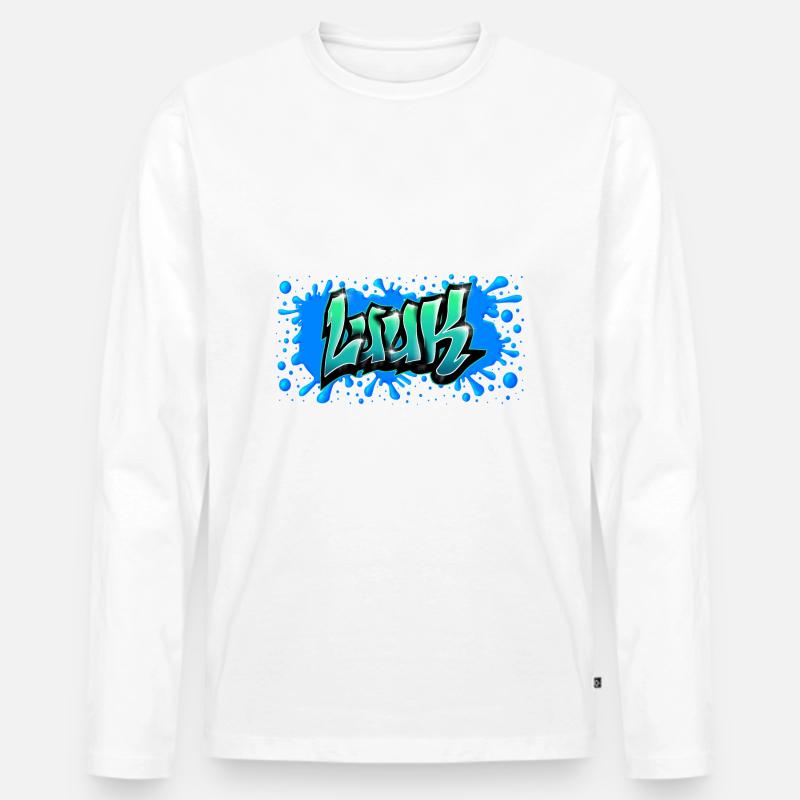 GRAFFITI LUUK PRINTABLE - Männer Premium Bio Langarmshirt - Weiß