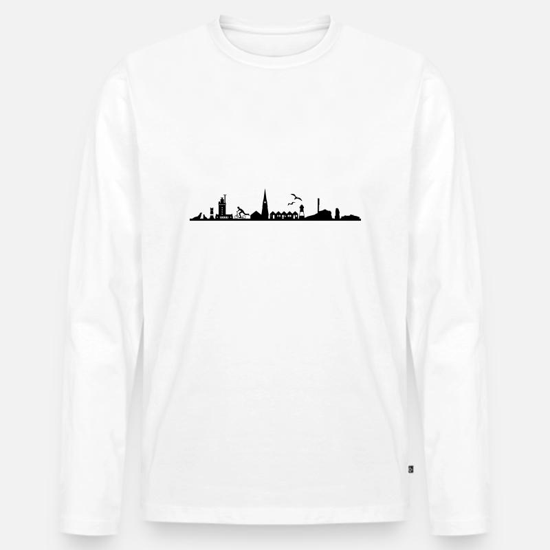 Skyline - Helgoland - Männer Premium Bio Langarmshirt - Weiß