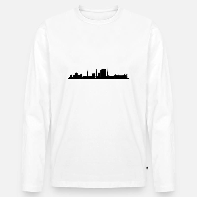 Skyline Dortmund - Männer Premium Bio Langarmshirt - Weiß