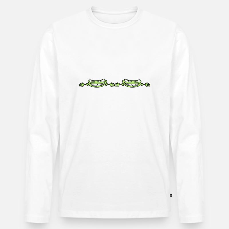 2 freunde team paar duo verstecken rahmen text - Männer Premium Bio Langarmshirt - Weiß