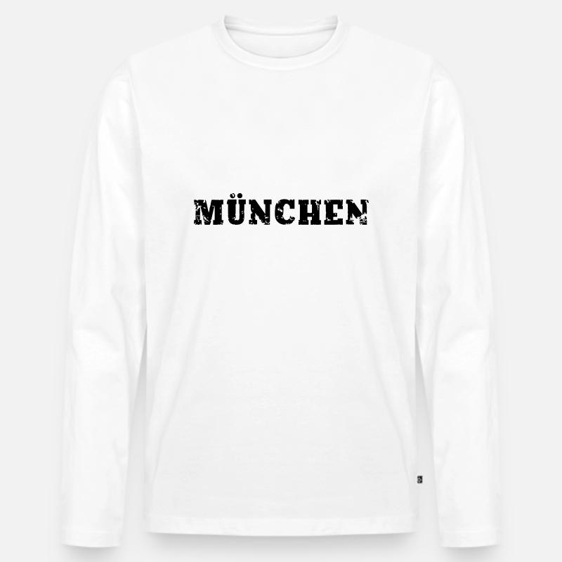 München - Männer Premium Bio Langarmshirt - Weiß
