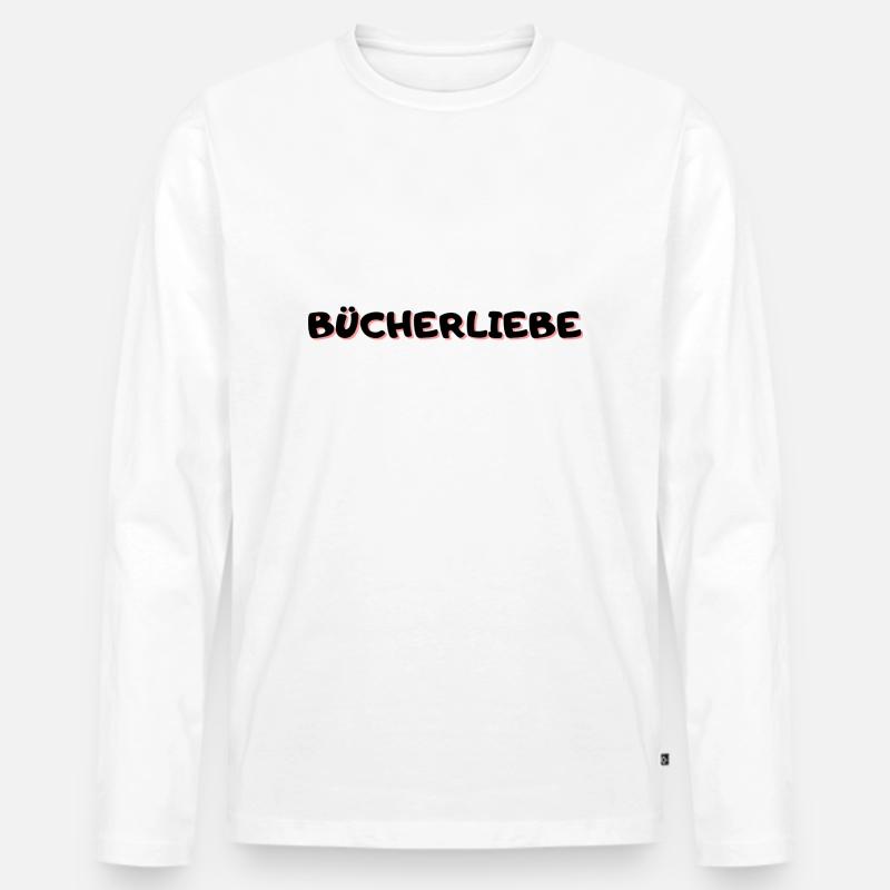 Bücherliebe - Männer Premium Bio Langarmshirt - Weiß