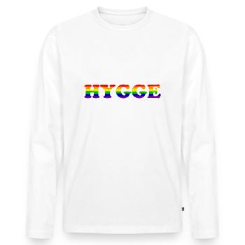 Hygge - Dänische Tradition - Lebensgefühl - Nett - Männer Premium Bio Langarmshirt - Weiß - Vorne - Nico (187cm)