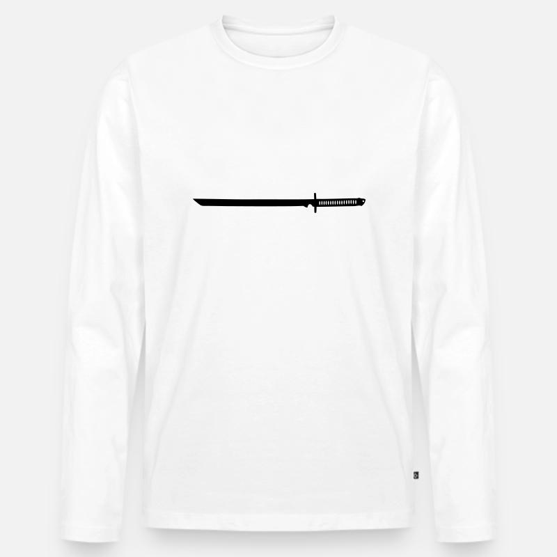 Ninja Sword - Männer Premium Bio Langarmshirt - Weiß