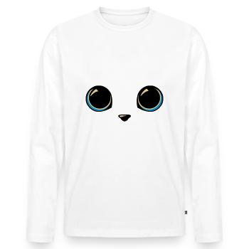 yeux chat - T-shirt manches longues Premium bio Homme - blanc - Devant - Nico (187cm)