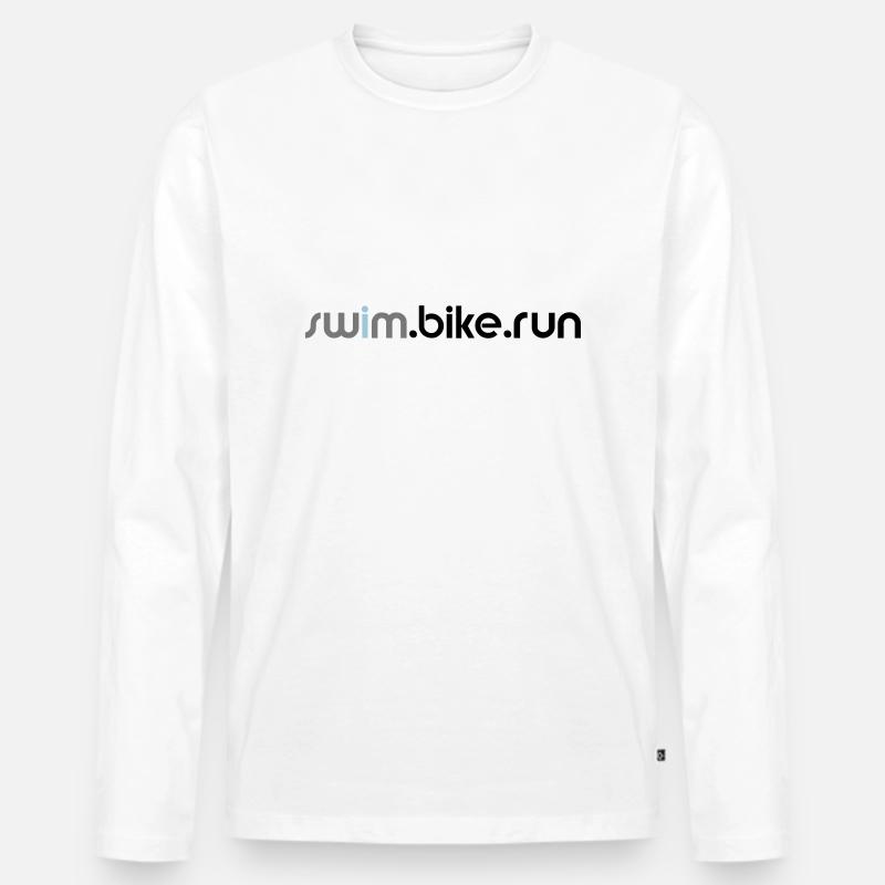 swim.bike.run Triathlon Triathlet Geschenk Sport - Männer Premium Bio Langarmshirt - Weiß