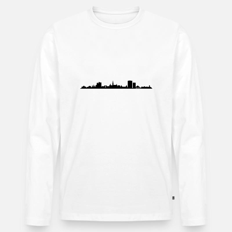Skyline - Bonn - Männer Premium Bio Langarmshirt - Weiß