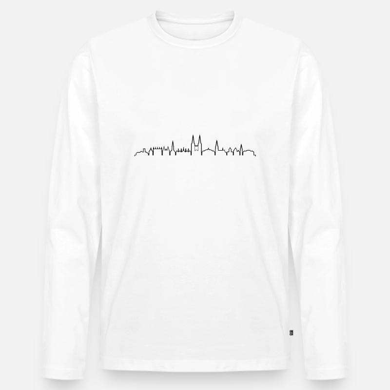 Skyline - Lübeck - Männer Premium Bio Langarmshirt - Weiß